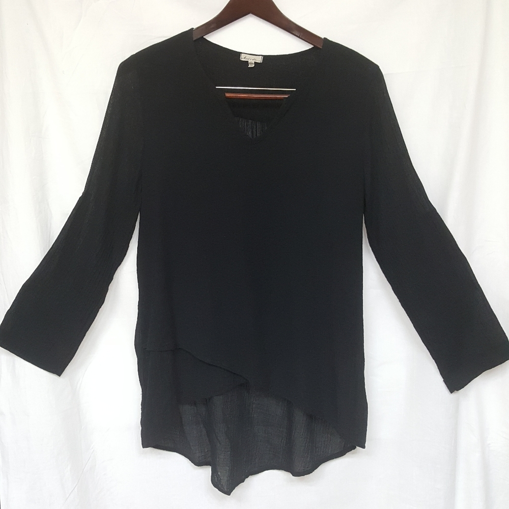 Mod-o-doc Black Lightweight Hi-Lo Linen Tunic MED